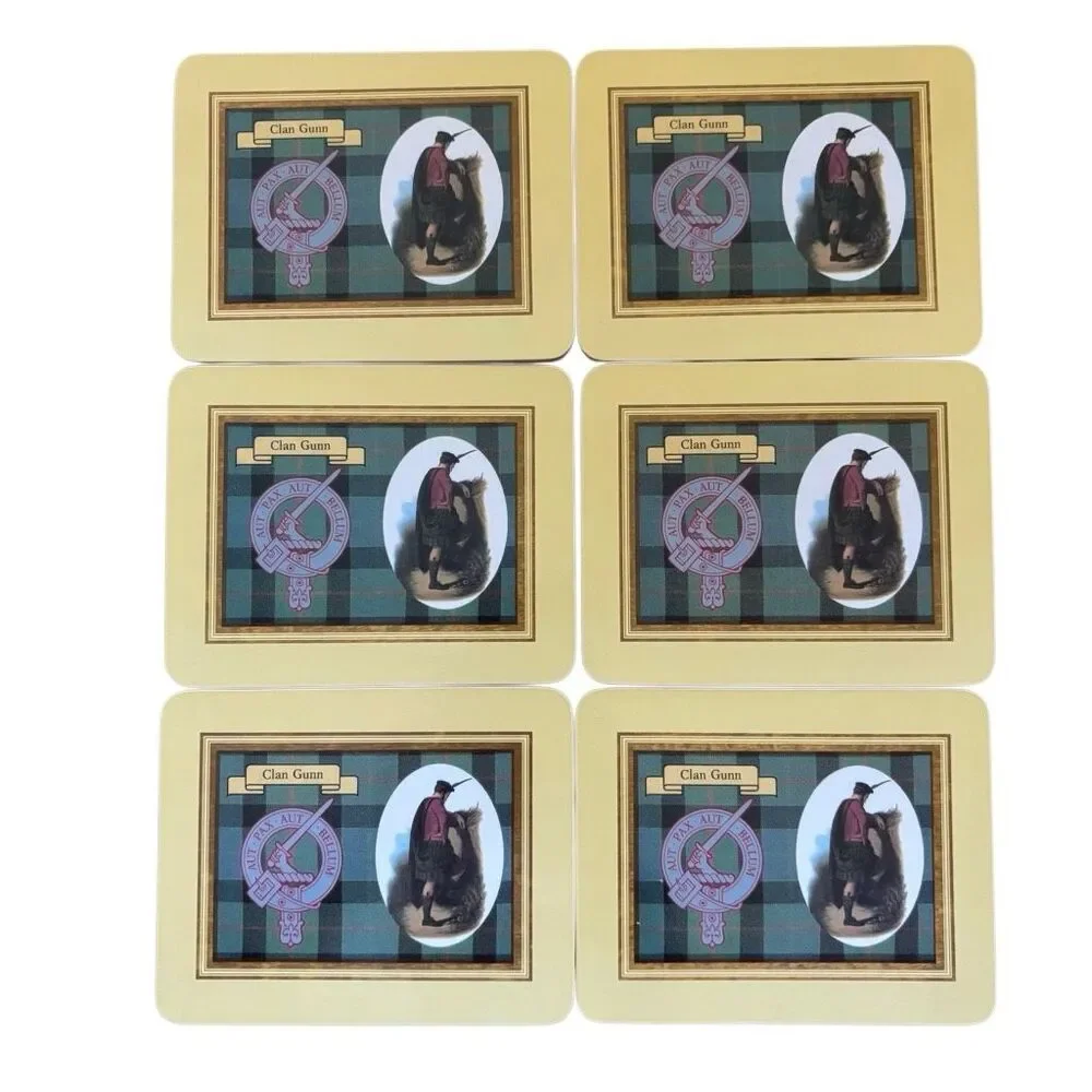 6 Vintage Gunn Clan Manor Craft Coasters